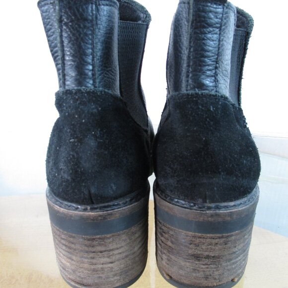 Bullboxer Women's Chunky Heel Ankle  Boots Black Leather Euro 40/ Size 9 US - Picture 5 of 9